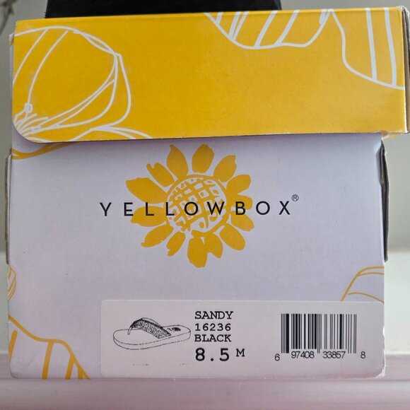 Yellow Box Sandy Sandals NIB 8.5 Black Sequin Thong Flip Flops - Picture 9 of 13